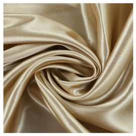 MDS Pack of 5 Yard Charmeuse Bridal Solid Satin Fabric for Wedding Dress Fashion Crafts Costumes Decorations Silky Satin 44”- Champagne Gold