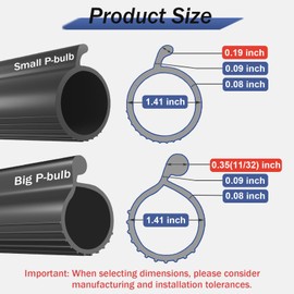 Garage Door Seal P Bulb - 20ft Flexible Weatherproof TPE Seal for Single-Channel Doors, Easy DIY Installation, Prevents Drafts, Noise Reduction, Saves Energy, 0.35" Tips | 0.36-0.40" Fit Range