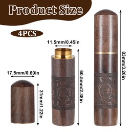 Bruislard 4 Pcs Portable Wood Toothpick Mini Case Tooth Pick Holder Handmade Craft Toothpick Pocket Box Waterproof Tooth Pick Dispenser for Storage Beads Needle Ear Pick