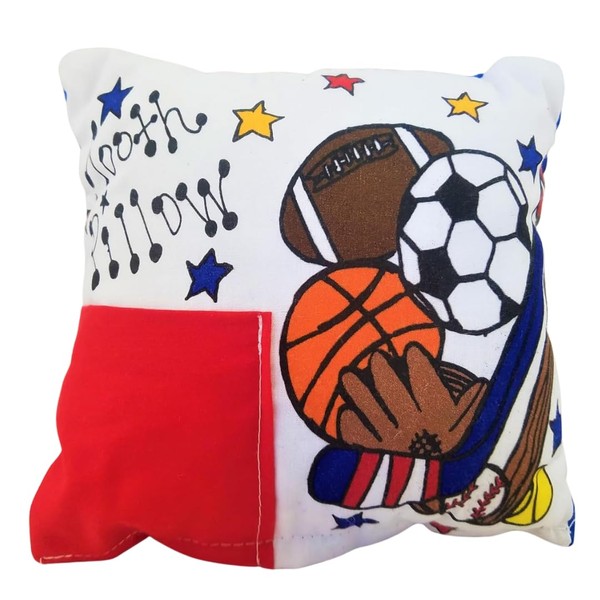 Bunnies and Bows Handmade Sports-Themed Tooth Fairy Pillow for Boys
