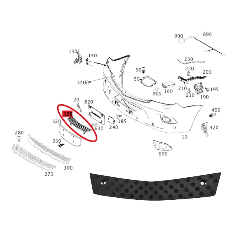 Front Bumper Lower Centre Grille Step For MERCEDES W906 A9068850411