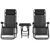 Tangkula 3 Pieces Outdoor Zero Gravity Chair Set, Folding Reclining