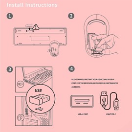 Ubxxziy Wireless Keyboard and Mouse | Cute Colorful Keyboard and Mouse with 2.4GHz Cordless Retro Typewriter Keyboard | Auto-Sleep | USB Receiver for Windows PC/Laptop - Pink