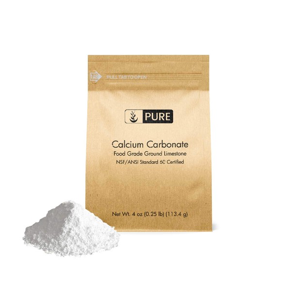 Calcium Carbonate Powder (4 oz), Eco-Friendly Packaging, Dietary Supplement, Antacid, Food Preservative, & More