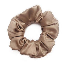 Cognatio Silk Hair Scrunchies, 100% Pure Mulberry Silk Hair Ties for Girls and Women, Avoid Hair Crease, 1 Pack (Large-Coffee)