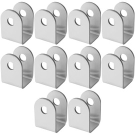 OTOTEC Pack of 10 U-brackets for home installation, 304 stainless steel, 2.5 mm thick, 10 mm opening for 25 mm plate, toilet divider