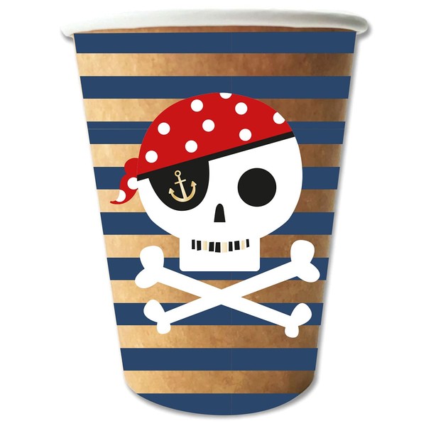 Amscan 9910321 - Treasure Island Pirate Birthday Party Paper Cups - 8 Pack