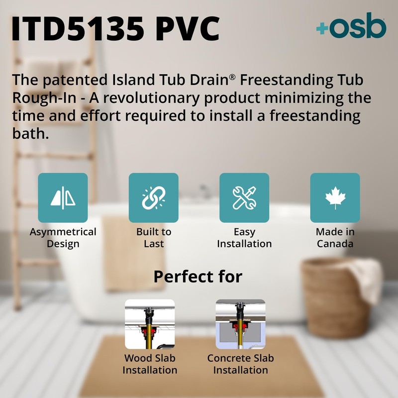 OS&B ITD5135 - Two Piece PVC Pipe Freestanding Tub Drain