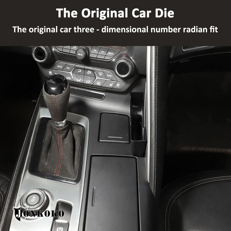JONKOKO ABS Black Car Shifter Storage Box for Corvette C7