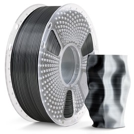 SUNLU Silk Dual Color Pla Filament, Silk PLA 3D Printer Filament 1.75mm, Shiny Silk Texture, Dimensional Accuracy +/- 0.02mm, 1KG Spool (2.2 lbs), PLA Silk Dual Color (Black White)
