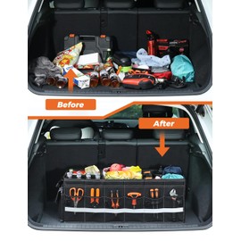 Oasser Car Trunk Organizer for SUV 75L Collapsible 4 Compartment Storage, Foldable Organizer Car Accessories for Women/Men