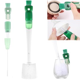 Yeanifeana 2 Piezas 5 en 1 Cepillo para Biberones con Mango Largo, Cepillos de Limpieza con 2 Piezas de Esponja, Cepillo para Biberones para Biberones de Cuello Estrecho, Biberones (Verde)