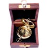 Shiny brass Handmade Push Open Sundial Compass With Rose Wood