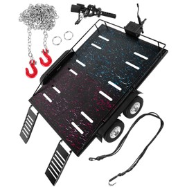 RCYouHott RC Trailer for 1/10 RC Crawler TRX4 TRX6 Redcat Gen8 SCX10,RC Rock Cars Trailer with RC Trailer Hook Coupler Heavy Duty Truck,and 1/10 RC Kinetic Winch Strap,Colorful