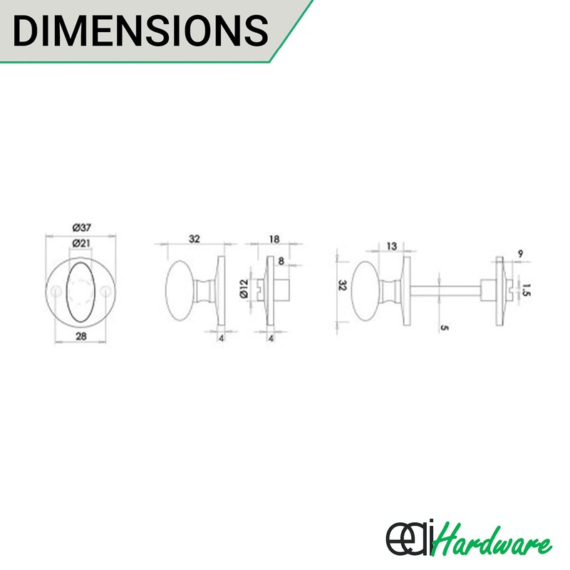 EAI Bathroom Tubular Deadbolt Set | 76mm Case | Matt