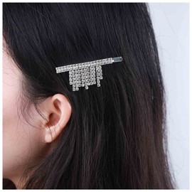 Andelaisi Vintage Rhinestone Hair Clip Silver Crystal Wedding Hair Barrettes Vintage Crystal Tassel Hairpin Barrette Sparkly Cz Hair Pins Hairclip Decorative Bobby Pins Crystal Wedding Headpieces