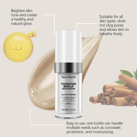 Colour Changing Foundation - Colour Changing Mature Skin Foundation - Full Coverage Foundation with Moisturizing, Oil Control and Spf15 - Waterproof Makeup foundation for All Skin Types,30ml