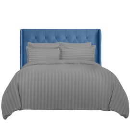 Sunshine Comforts Single Duvet Cover Set - 3PC Hypoallergenic Satin Stripes Microfiber Quilt Cover Bedding Single Bed Set with Pillow Cases-Breathable & Anti Wrinkle Single Duvet Cover (Grey)