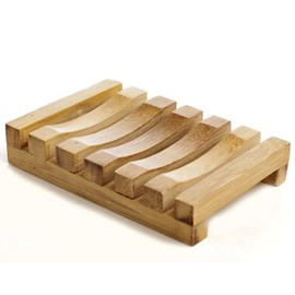 Kandid Natural Bamboo Soap Dish - Eco-Friendly Soap Holder with Strong Drainage for Sink or Shower - Easy to Clean - 12x8x1.5 cm