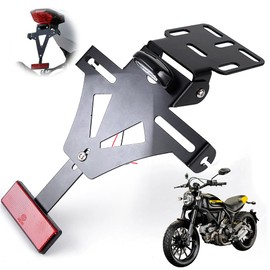 LYPPUL Motorcycle Number Plate Holder, Universal Number Plate Holder, Adjustable Angle Motorcycle License Plate Holder, LED Light Number Plate Holder for Most Common Motorcycle Models