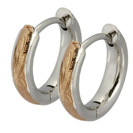 Hawaiian Hoop Earrings by Austaras - Set of Two Earrings for Women or Girls 925 Sterling Silver With Rose Gold Plated 14mm Hypoallergenic 316L Stainless Steel Jewelry Plumeria Hibiscus Flower Gift