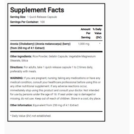 Piping Rock Aronia 1000 mg (Chokeberry) 100 Caps Non GMO/No Gluten