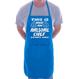 Print4U Awesome Chef Funny Fathers Day BBQ Cooking Novelty Apron Blue