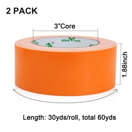 BOMEI PACK Duct Tape Orange, Heavy Duty Strong Industrial Color Duct Tape 9mil x 1.88inch x 30yds for Packing and Repairing