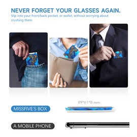 Missfive Modern Folding Reading Glasses For Women Men Blue Light Blocking, Anti UV/Eyestrain Fashion Pattern Print, Foldable Thin Lightweight Portable Readers Pocket Travel Eyeglasses,3.0x,Blue