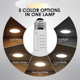 Soliseed 5/6 Inch 5CCT Retrofit LED Recessed Lighting 6 Pack,Selectable 2700K-5000K,12W=60W 800LM,Dimmable Adjustable Downlight,Tool-Free Easy Installation for New Construction/Remodel/Damp Locations