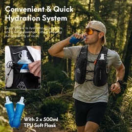 Haimont 10L Trail Running Hydration Vest with Soft Flasks Black M