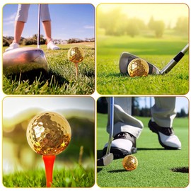 Goldene Golfbälle, Tragbarer Vergoldeter Golfball, 3 Stück goldene Gummi Golfbälle für Outdoor Übungen Sportgeräte für Schaukelübungen Training und Golf Langstreckenschüsse