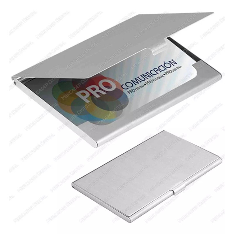 Mercader Digital Tarjetero Metálico Porta 10 Tarjetas De Aluminio Plateado