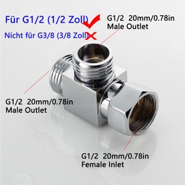 3 Way 1/2 Inch Brass Shut-off Valve T-Piece / Distributor for Corner Valves Diverter from Bathroom Shower Shower T Adapter Polished Brass Chrome Plated for Toilets Bathroom Kitchen Sink Bidet