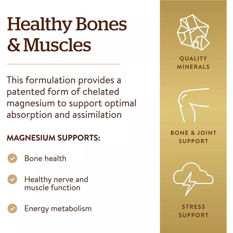 Solgar Chelated Magnesium, Non-GMO, Vegan, Gluten Free, Dairy Free, 250