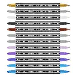 24-Pack  Acrylic Paint Markers Vibrant Color Assortment Dual-Tip Quick Dry Non Toxic for Kids Adult DIY Art and Craft Projects on Wood Canvas Stone Ceramic Scrapbooking Craft Graffiti Cardstock DIY Photo Album