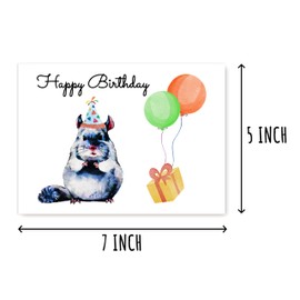 SNMDesigns Funny Chinchilla With Balloons Card - Pretty Chinchilla Card - Hilarious Birthday Card - Chinchilla Greeting Card - Fun Card, 5 x 7 inches