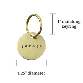 Metal Key Labels - Keychain Identifier Tags with Keyrings - Key Organization - Key ID fobs - 100% Brass, Hand Stamped Engraved - House, Shed, Gate, Pool, Closet, Locker, Safe, Truck (garage)