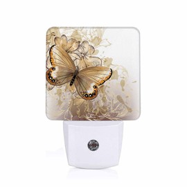 Chrobak LED Night Light,Beautiful Butterfly Flower LED Night Light Plug into Wall with Dusk to Dawn Light Sensor White Energy Efficient Nightlight for Bedroom Bathroom Hallway Living Room Kitchen