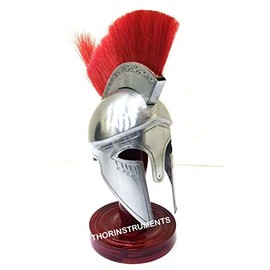 Armour Medieval Mini Greek Corinthian Helmet Red Plume Spartan Armor Free Wooden Stand