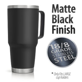 XPAC Double Vacuum Wall Stainless Steel Tumbler with Lid, 44 Ounce, Stainless Steel With Handle and Metal Straw, Black