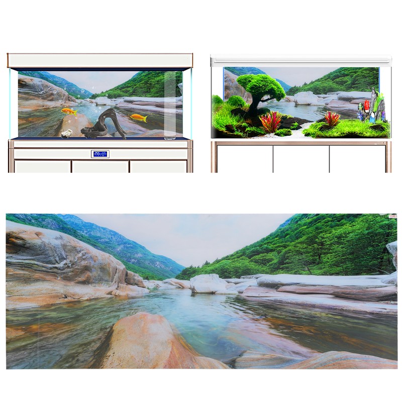 PVC Mountain Interval Rivers Fish Tanks Wallpaper Aquarium Background Poster