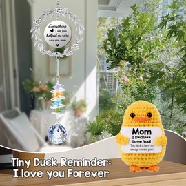 Regalos para mamá, mamá, regalo de cumpleaños para el día de la madre, atrapasoles para colgar en ventanas, pato positivo con inspirador para decir cosas de moda