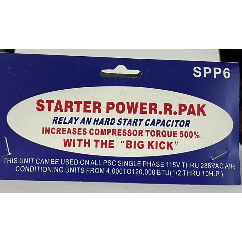 Hard Start SPP6 Hard Start Kit Capacitor Relay 1/2HP-10HP Increases