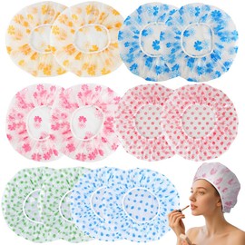 Shower Cap, Waterproof Shower Cap, Repeat, Set of 12, Bath Cap, Stretchable, Prevents Oil Smoke, Lightweight, Protects Hair Home, Beauty Salon, Bath Hat, Unisex, For Shower, Spa Treatment, Cooking