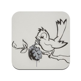Banksy Bird Pomegranate Bird Street Art Graffiti Cork Coaster 1 Piece (95x95mm)