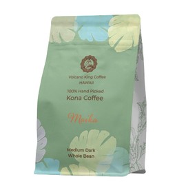 Volcanoking Coffee Maika Hawaiian whole bean coffee, 100% Kona coffee beans Medium Dark Roast - Gourmet Kona Coffee From Hawaii's Largest Coffee Growe, Great for Espresso, Drip or French Press, 100% Arabica coffee beans（7 Ounces）,Coffee Grounds with Smoo