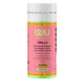 WU Nutrition BRILLA - Colágeno Hidrolizado con Biotina y Ácido Hialurónico - Vitaminas para Mujer A, B, C, D, E y Zinc - Suplemento para Crecimiento de Cabello, Piel Radiante y Uñas Fuertes - 60 Cápsulas