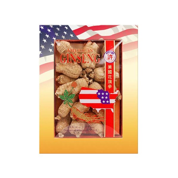 HSU’s Ginseng SKU 111-4 | Short Large | Cultivated American Ginseng from Marathon County, Wisconsin USA | 许氏花旗参 | 4oz Box, 西洋参, B000638OQI