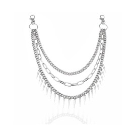 LOZTBUE 1 x Trouser Chain, Triple Chain, Jeans Chain, Motorcycle Chain, Punk Trouser Chain, Belt, Purse Chain, Bag Chain with Hook Decoration, Metal Key Fob for Men and Women, Alloy